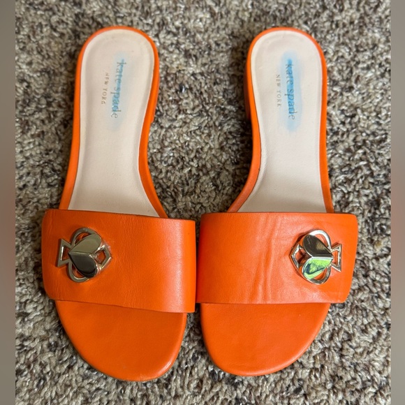 Kate Spade Ferry orange leather slide sandals Size 6 - Picture 3 of 16